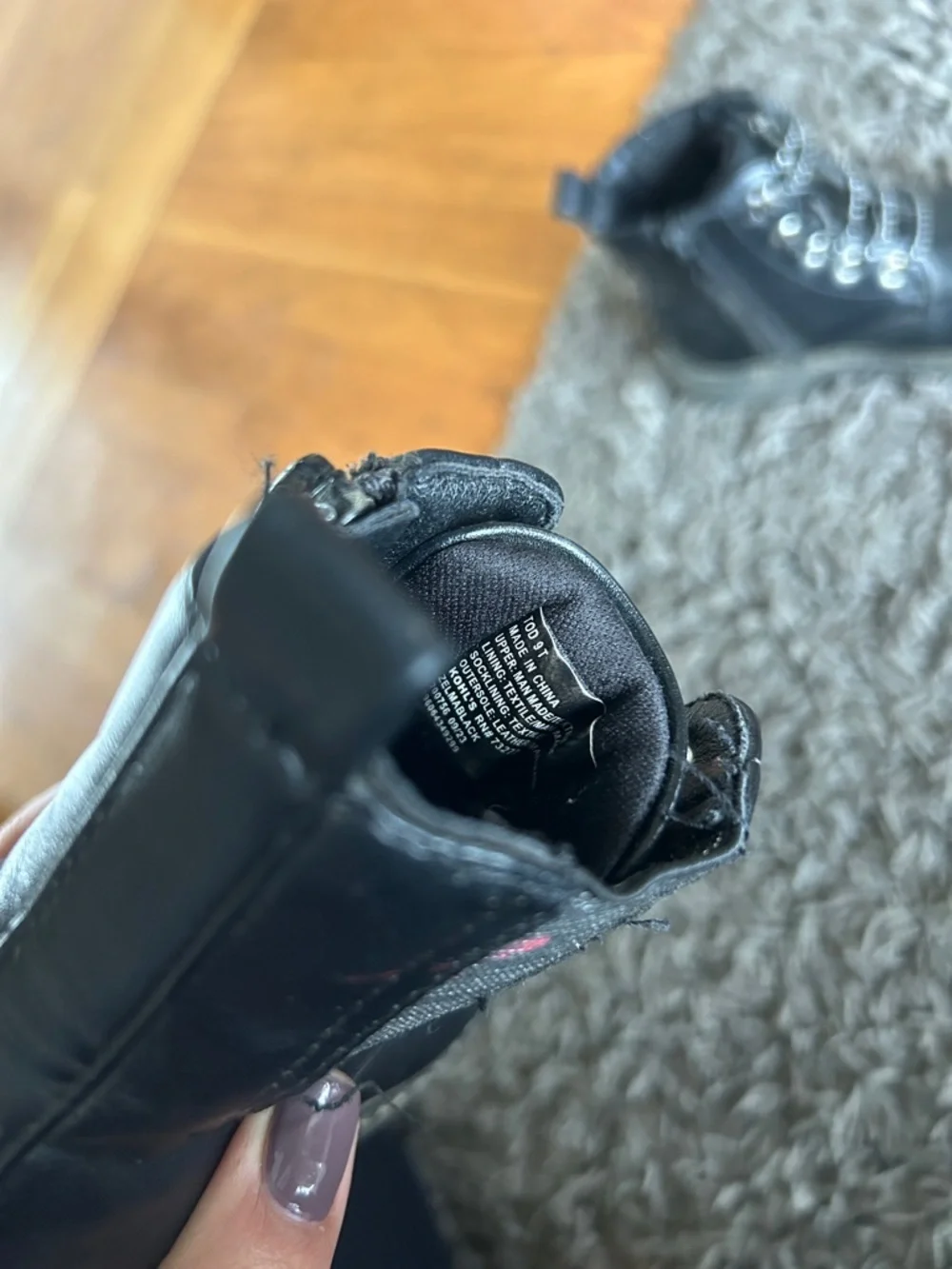 Jumping Beans Toddler Black Combat Boots Lightweight Lace-Up Ankle Size 9T